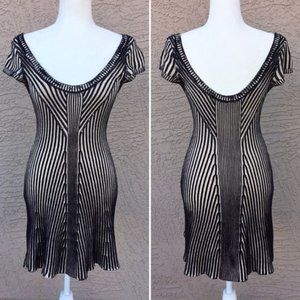Free People Ribbed Knit Dress in Black and Cream